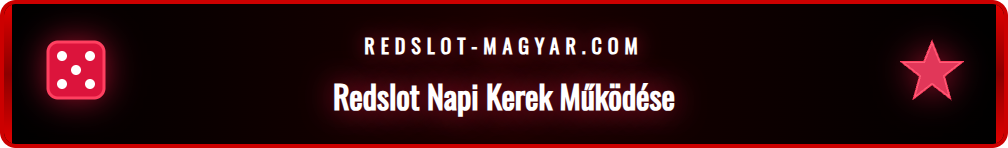 A Redslot napi szerencsekerék pörgetésének folyamatát bemutató grafika, a felhasználói felület elemeivel.