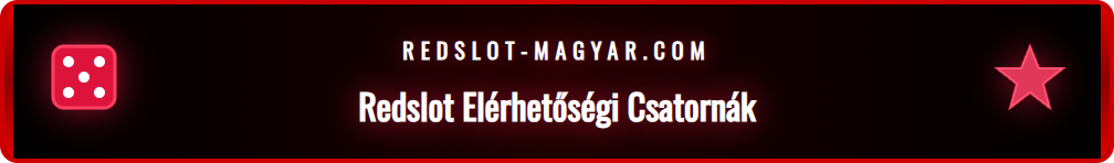 A Redslot ügyfélszolgálat elérhetőségei: élő chat, e-mail és GYIK szekció ikonjai.